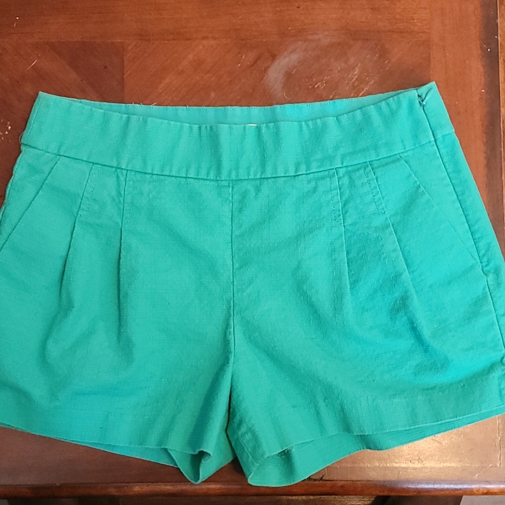 J Crew Teal Pleated Shorts Size 2